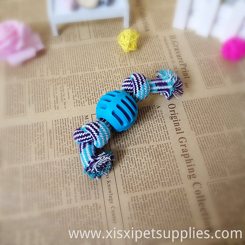 pet dog teething cleaning toy TPR ball rope toy for small dog